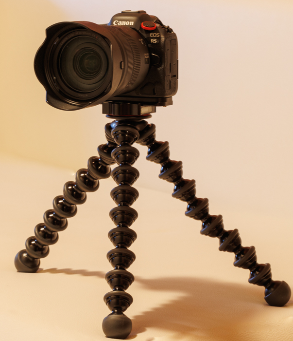 Gorillapod 5K mit Canon EOS R5 und dem RF 24-105 mm 4.0 L IS USM