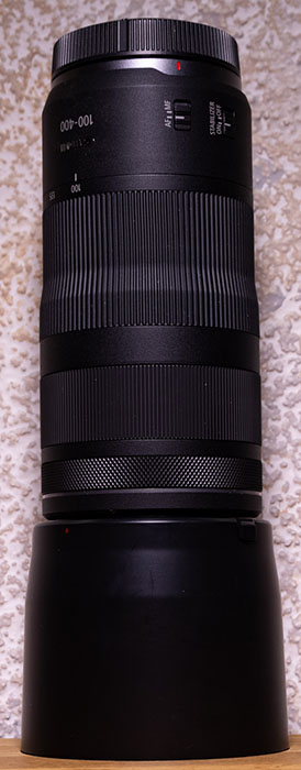 Canon RF 100-400 mm f5.6-8 IS USM mit Streulichtblende