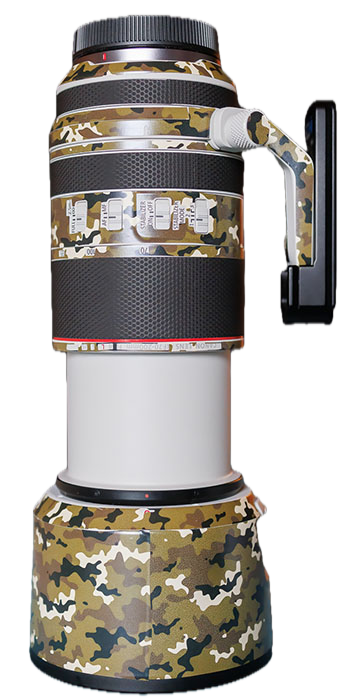 Objektivschutz von Pro Skins am RF 70-200 mm f2.8 mit ausgefahrenem Tubus