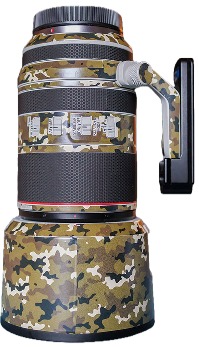 Objektivschutz von Pro Skins am RF 70-200 mm f2.8 mit eingefahrenem Tubus